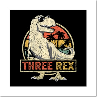 Three Rex 3rd Birthday Third Dinosaur Year Old Posters and Art